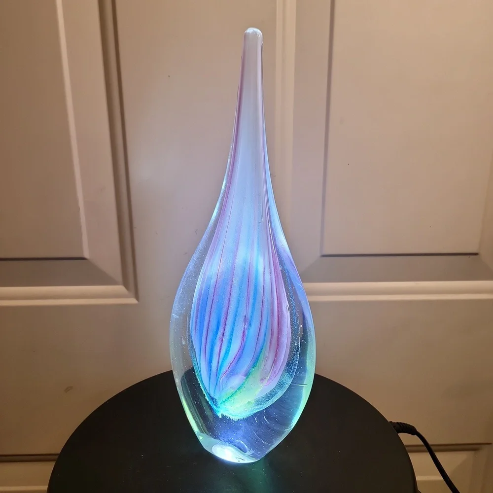 Art Glass Teardrop Sculpture Vintage 10 5/8